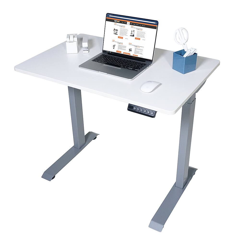 Alt View 23. Victor - Compact Electric Full Standing Desk - White.