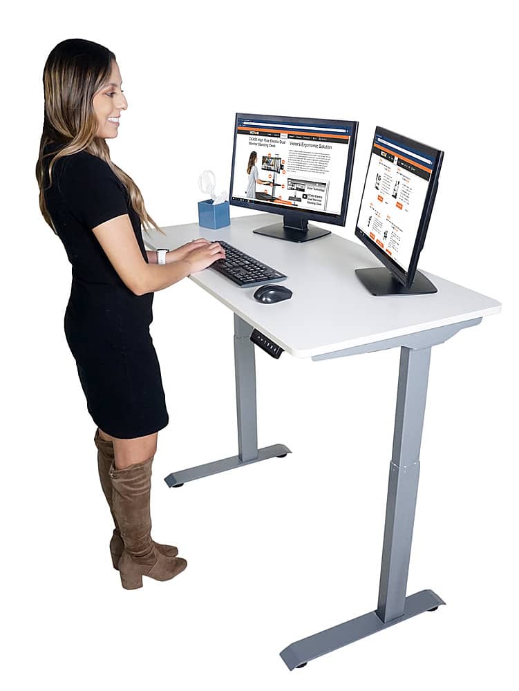 Alt View 12. Victor - Electric Full Standing Desk - White.