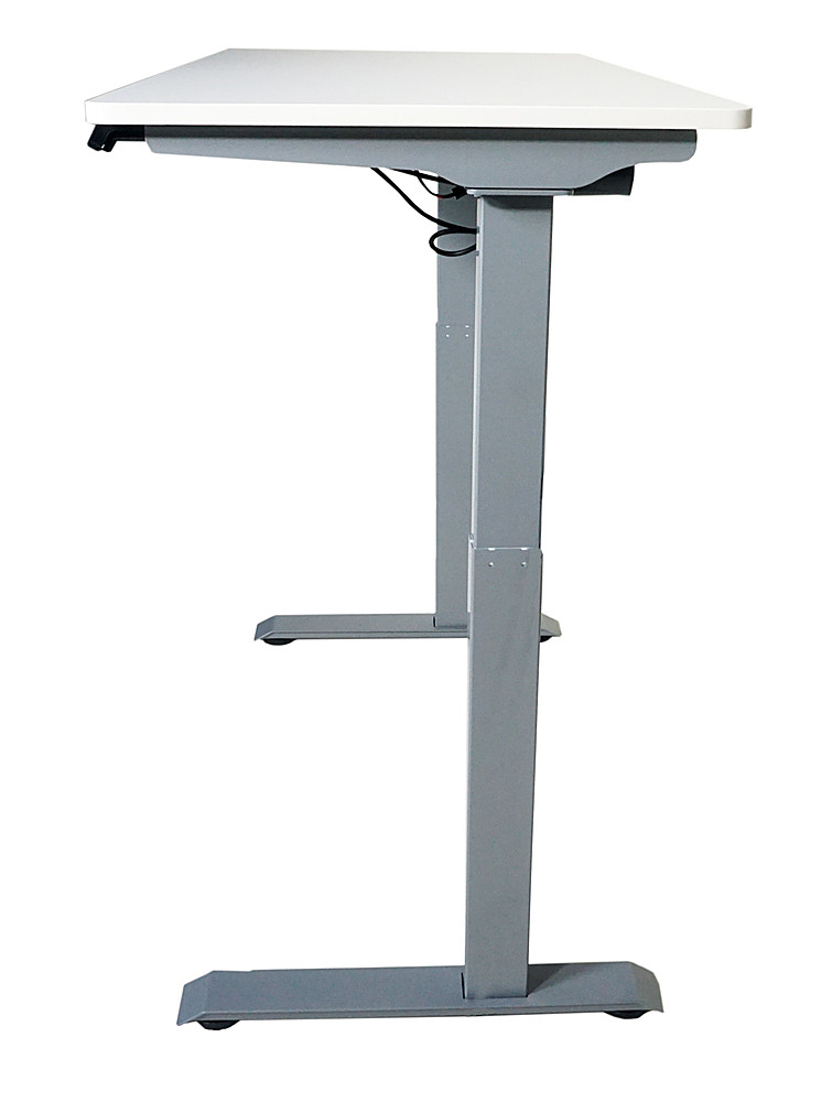 Left View: Flash Furniture - 32" Height Adjustable Sit to Stand Desk Riser with Keyboard Tray and Phone Slot - Black