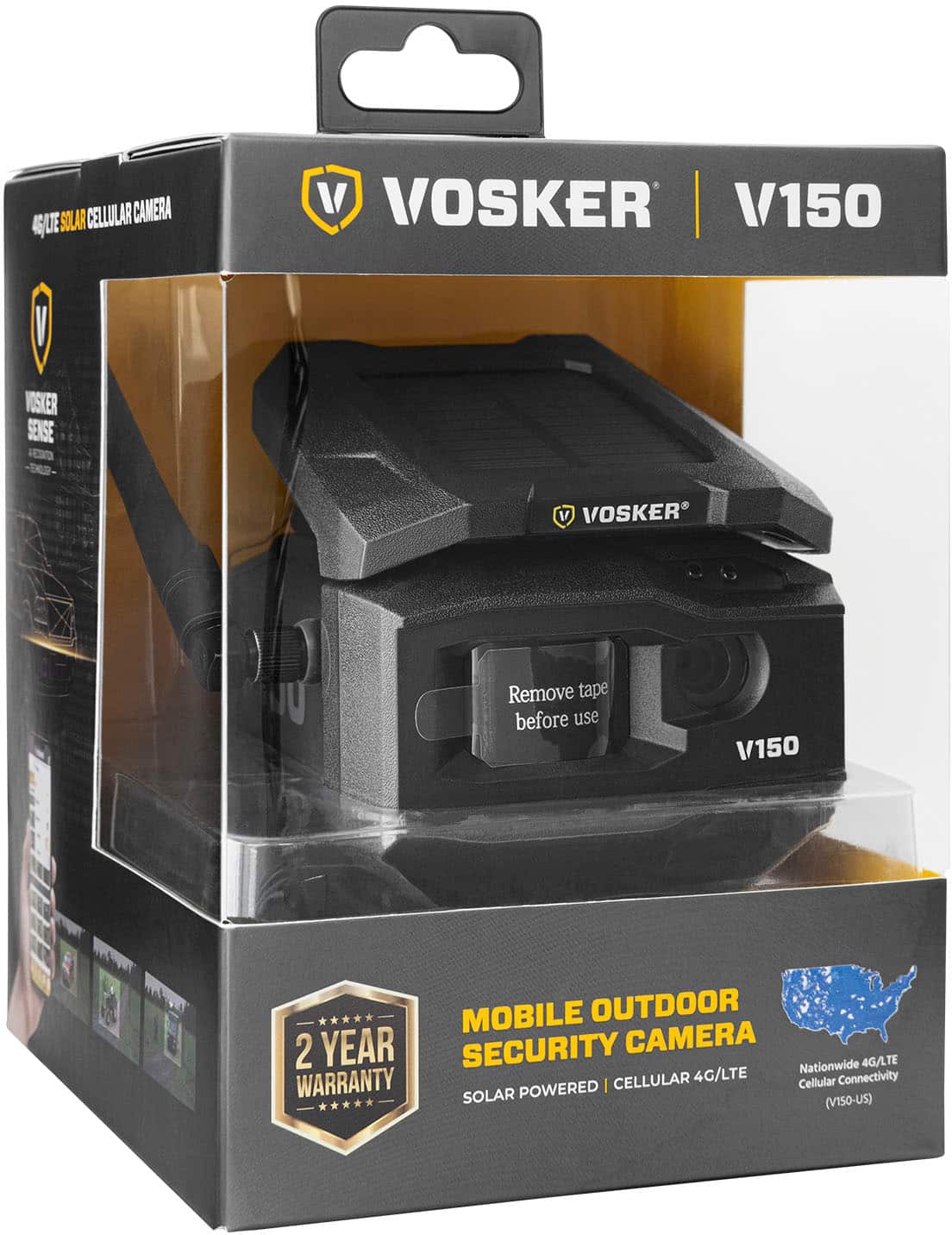 Alt View 23. Vosker - V150 Solar-Powered LTE Cellular Home Security Outdoor Camera, Motion Activated Sensor Nightvision Wireless Camera - Receive Photos on Your Mobile App, Black.