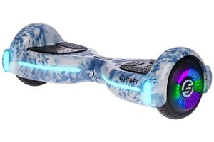 SWFT - Flash Hoverboard w/ 3mi Max Operating Range & 7 mph Max Speed - Cloud (Blue, White) - Front_Zoom