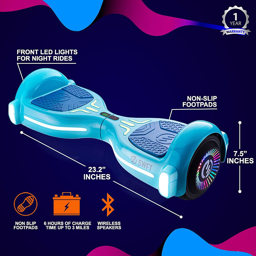 Alt View 11. SWFT - Flash Hoverboard w/ 3mi Max Operating Range & 7 mph Max Speed - Marine.