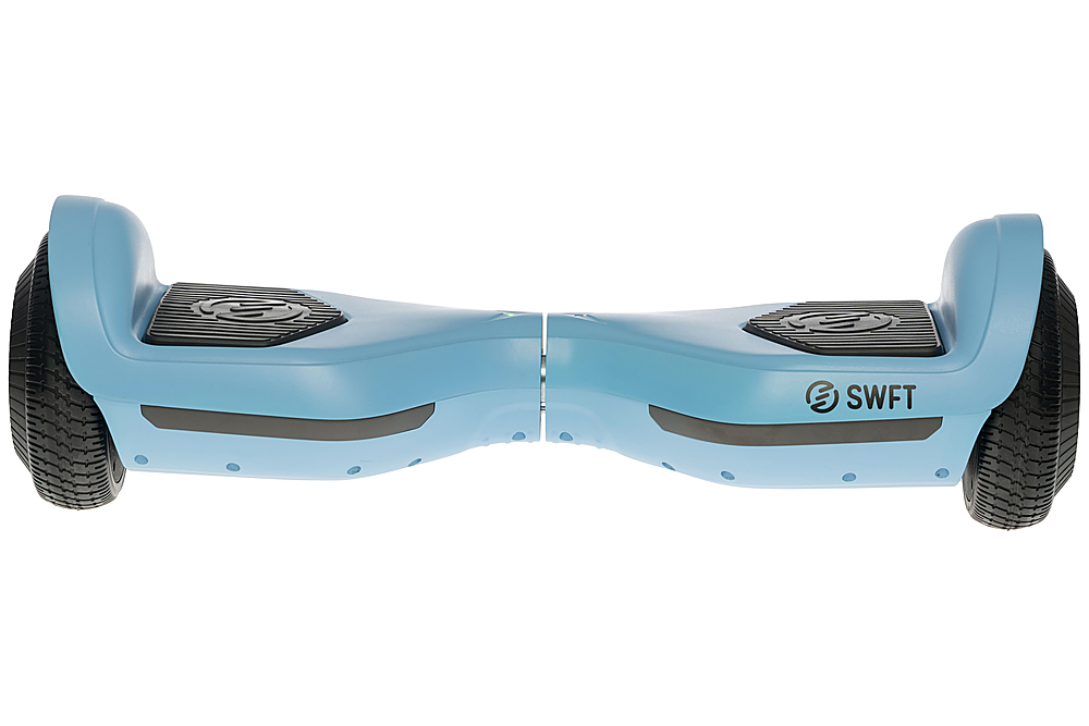 Left View: SWFT - Blaze Hoverboard w/ 3mi Max Operating Range & 7 mph Max Speed - Sky (Blue)