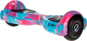 SWFT - Flash Hoverboard w/ 3mi Max Operating Range & 7 mph Max Speed - Tie Dye (Purple, Pink, Blue) - Front_Zoom