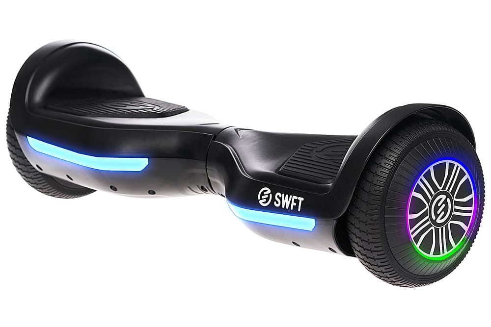 Front. SWFT - Blaze Hoverboard w/ 3mi Max Operating Range & 7 mph Max Speed - Carbon (Black).