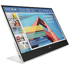 Front. HP - 14" IPS LCD FHD 60Hz Monitor (VGA, USB, HDMI, DVI) - Silver.