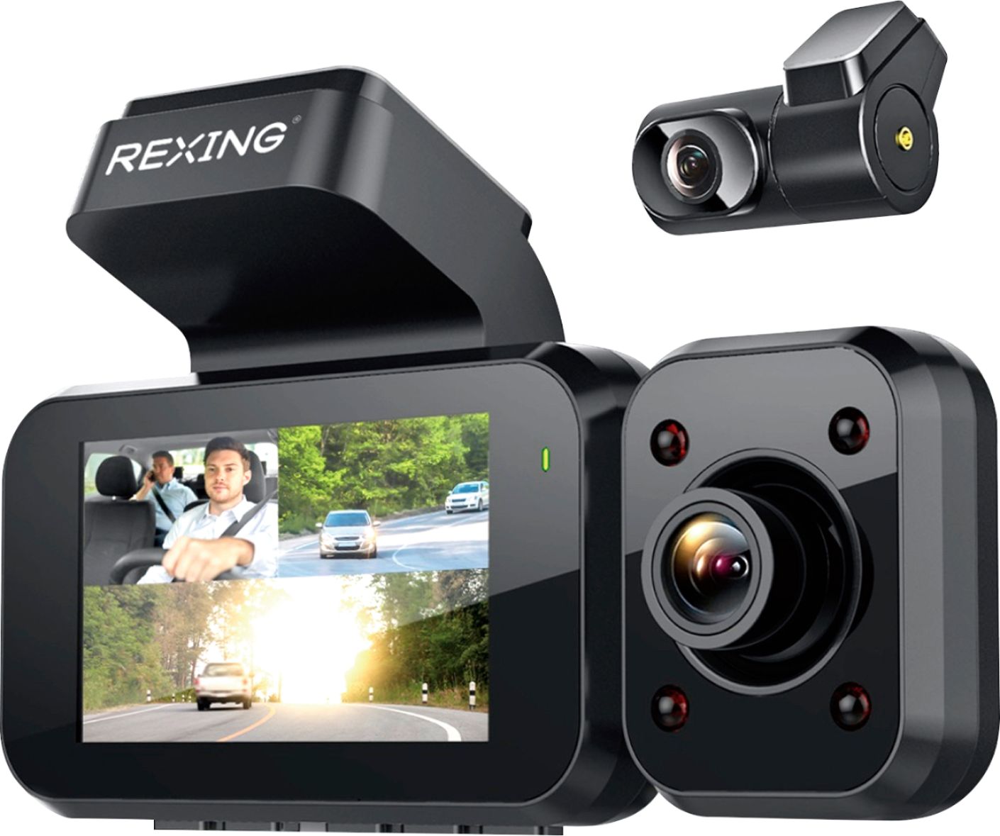 Rexing V2 Pro 1080p 3-Channel AI Car Dash Cam with Wi-Fi Built-in GPS and  Adhesive Mount Black BBYV2PROAI - Best Buy