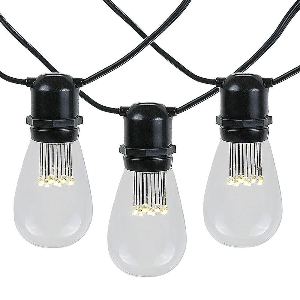 Angle View: Novelty Lights - 25 LED S14 Warm White Commercial Grade Light String Set on 37.5' of Black Wire - Warm White