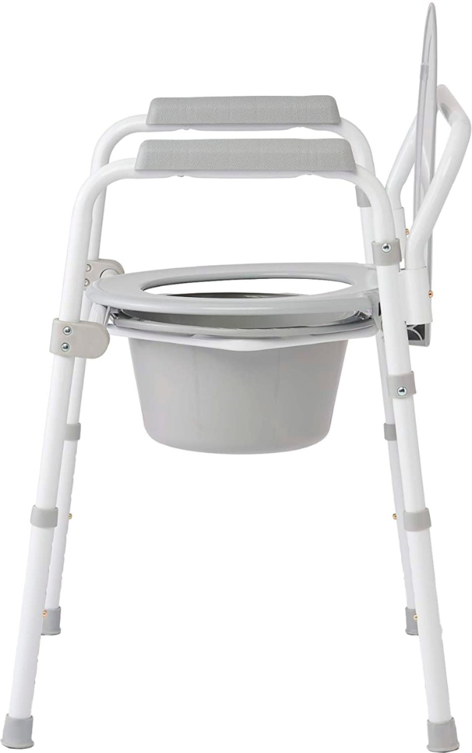 Angle View: Medline 3-in-1 Steel Folding Bedside Commode, Removable Bucket & Seat, 16-22" Height Adjustable