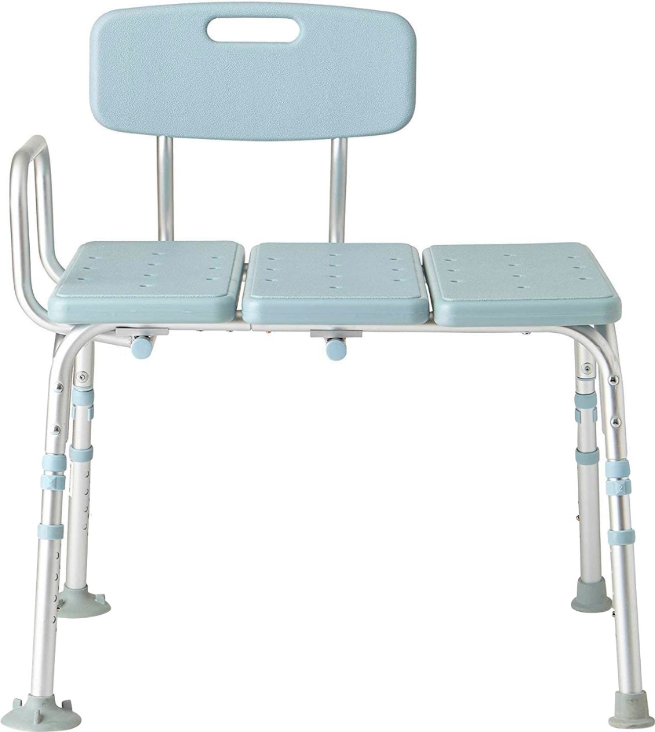 Angle View: Medline Tub Transfer Bench With Microban Antimicrobial Protection, for Use as A Shower Bench or Bath Seat, Light Blue - Blue