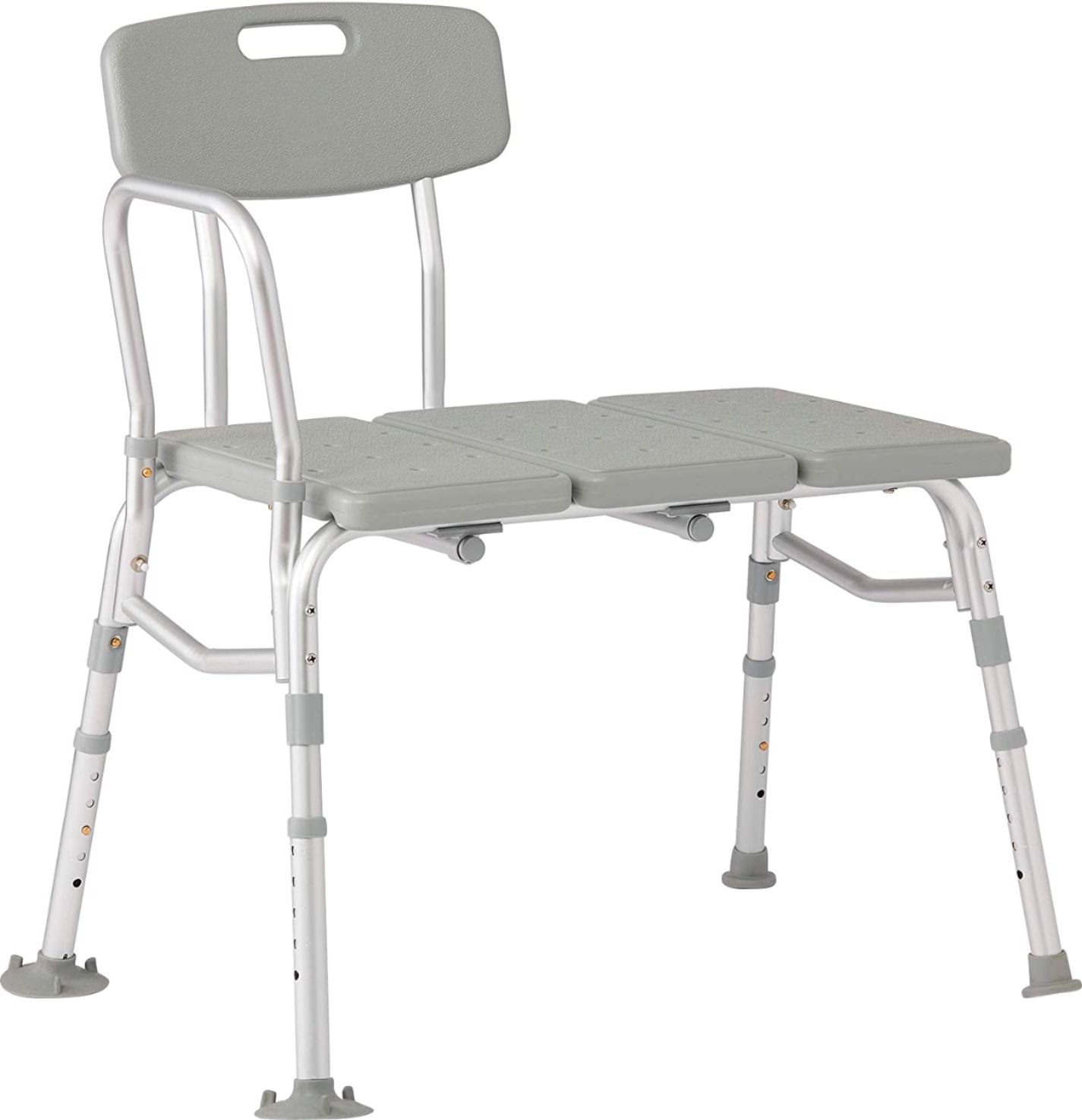 Medline Transfer Bench for Bathtub, for Use as a Bath or Shower Chair, Height Adjustable Legs, Non-Slip Feet, Gray - Gray