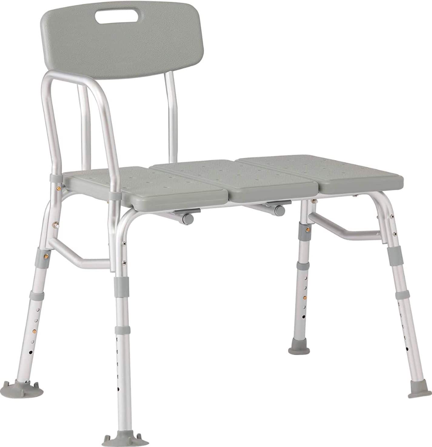 Front. Medline - Transfer Bench for Bathtub, for Use as a Bath or Shower Chair, Height Adjustable Legs, Non-Slip Feet - Gray.