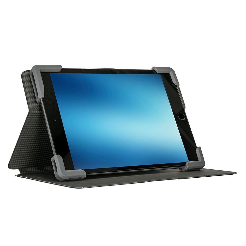 Left View: Targus - Safe Fit™ Universal 7-8.5” 360o Rotating Tablet Case - China Blue