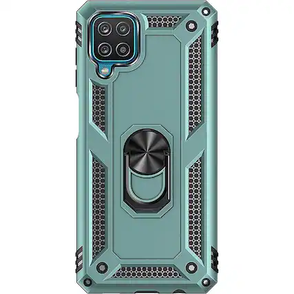 Left. SaharaCase - Military Kickstand Series Case for Samsung Galaxy A12 - Pine Green.