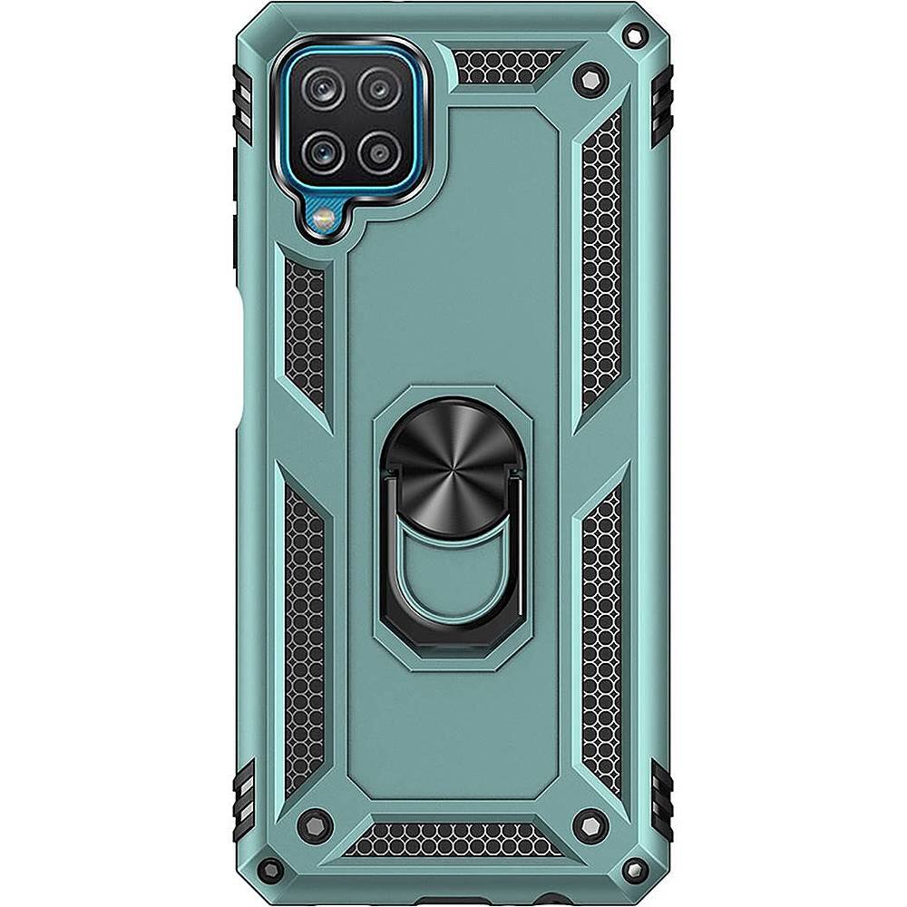 Left. SaharaCase - Military Kickstand Series Case for Samsung Galaxy A12 - Pine Green.