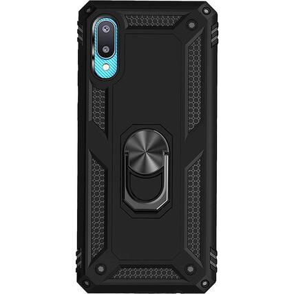 Front. SaharaCase - Military Kickstand Series Case for Samsung Galaxy A02 - Black.