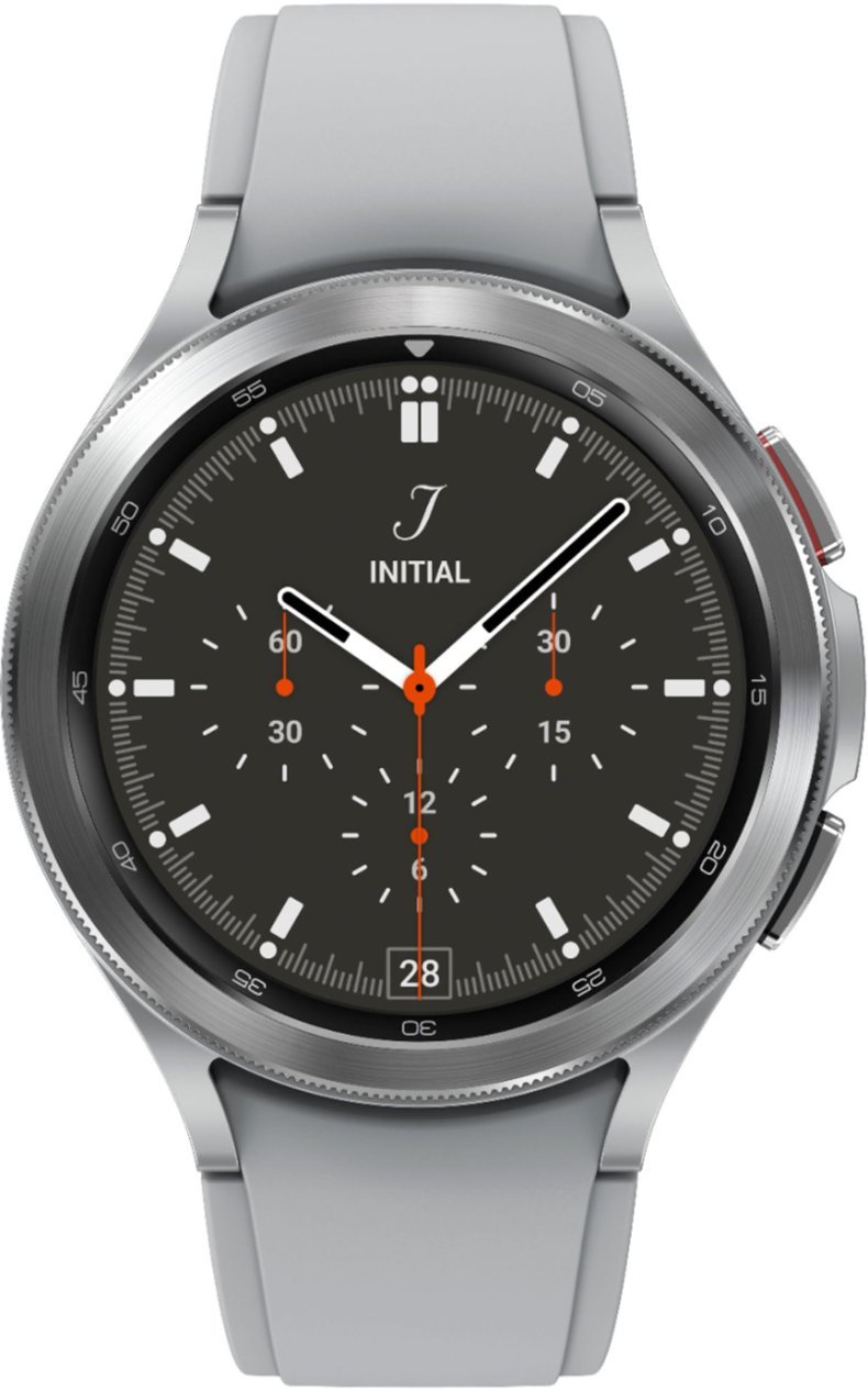 Zoom in on Front Zoom. Samsung - Galaxy Watch4 Classic Stainless Steel Smartwatch 46mm BT - Silver.