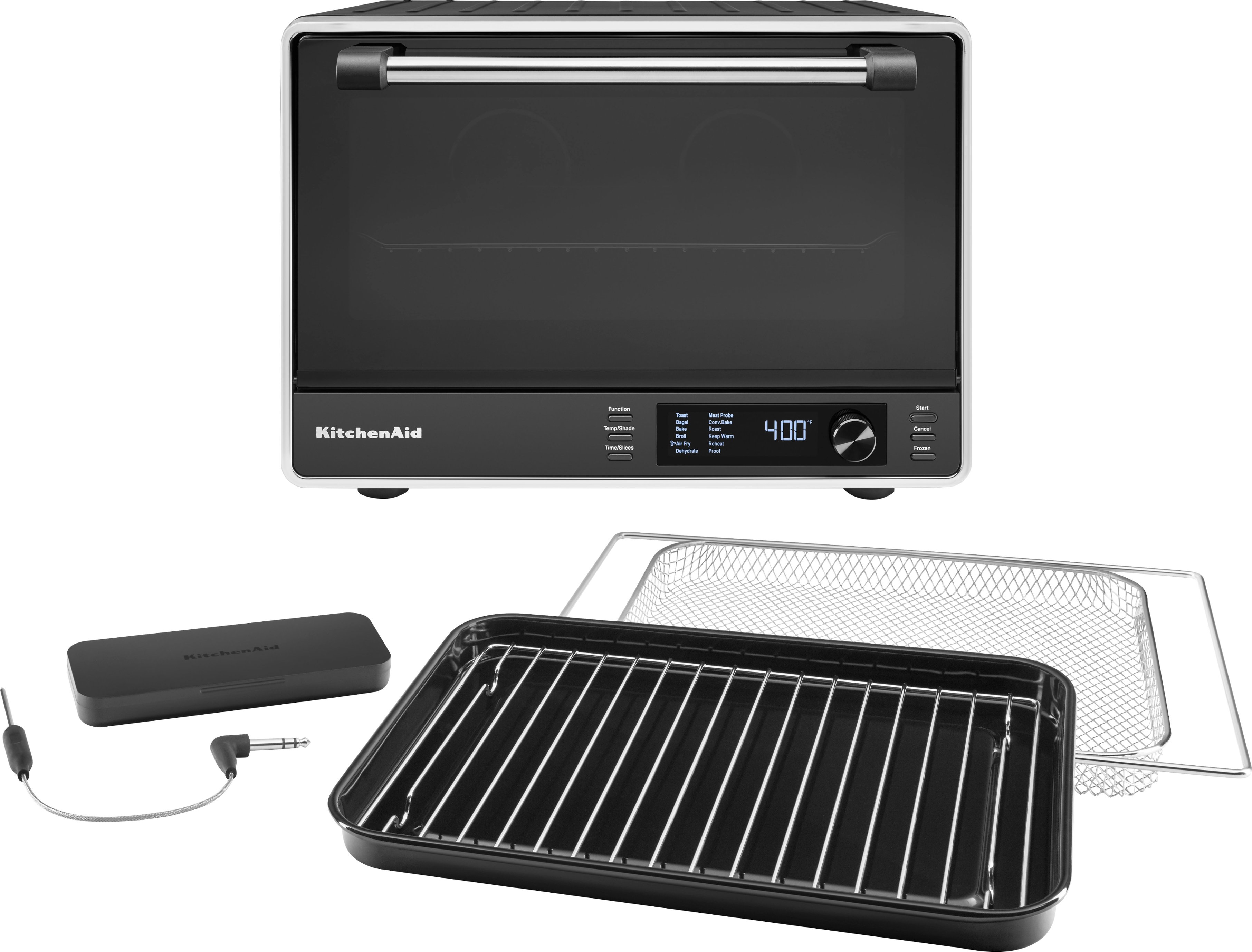 Angle View: KitchenAid - KitchenAid® Dual Convection Countertop Oven with Air Fry and Temperature Probe - KCO224 - Black Matte