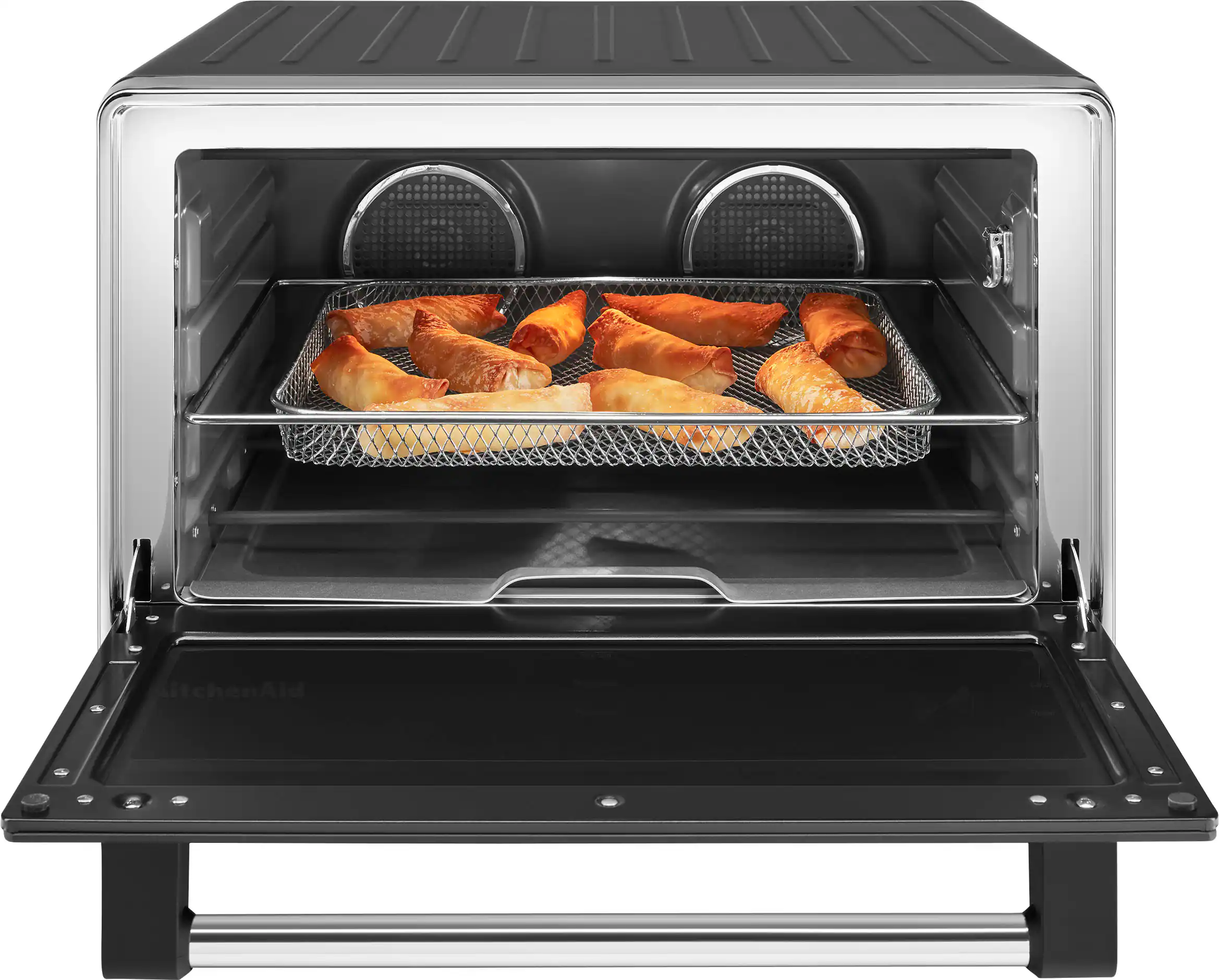 Left. KitchenAid - Dual Convection Countertop Oven with Air Fry and Temperature Probe, 120 VAC - Black Matte.