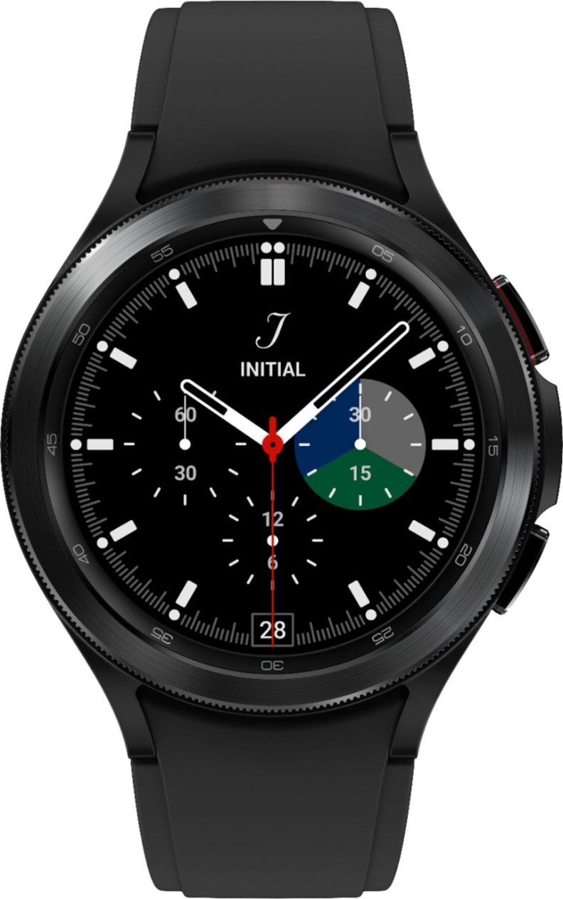 Zoom in on Front Zoom. Samsung - Galaxy Watch4 Classic Stainless Steel Smartwatch 46mm BT - Black.
