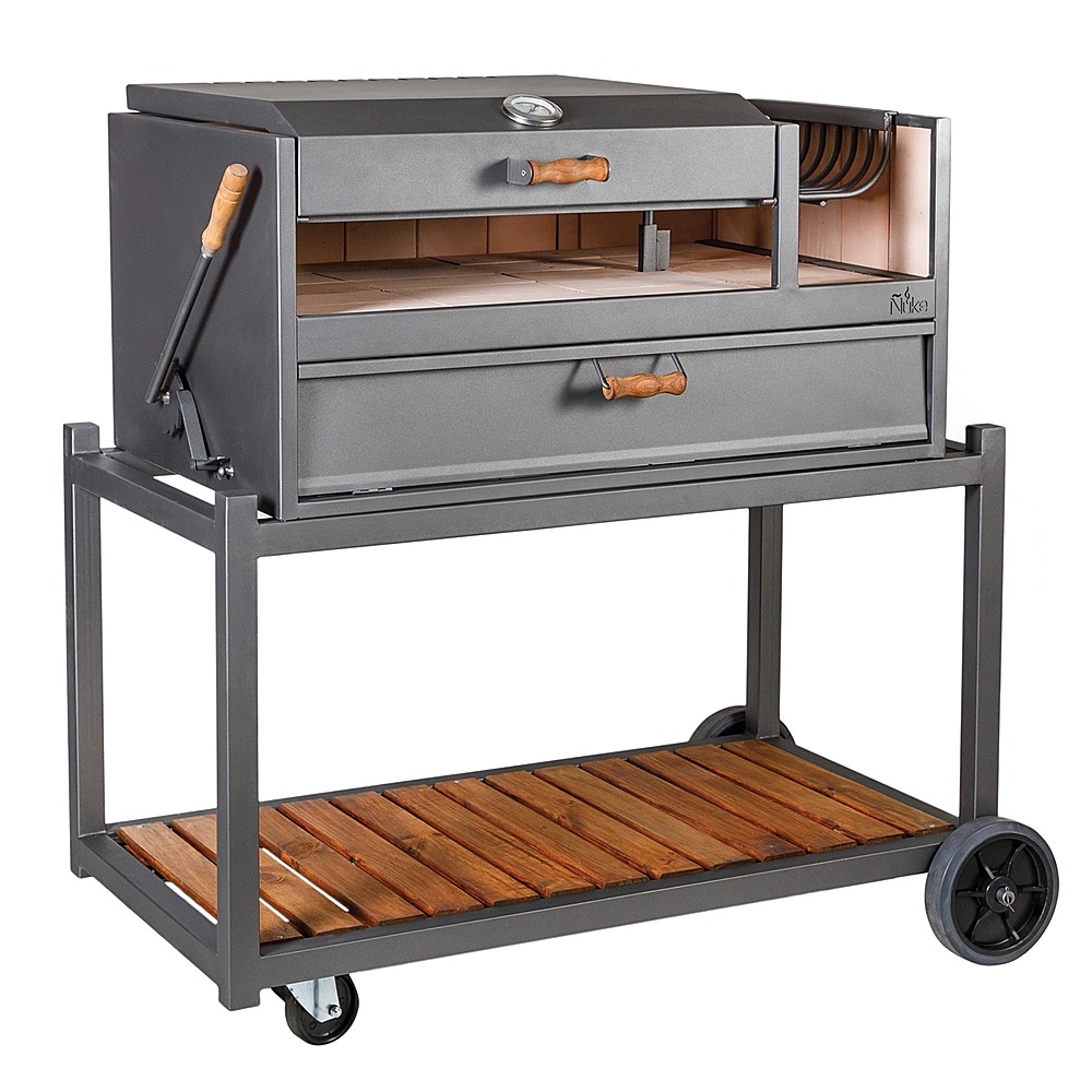 Left View: Nuke - Delta Outdoor Argentinian Charcoal Grill - Black