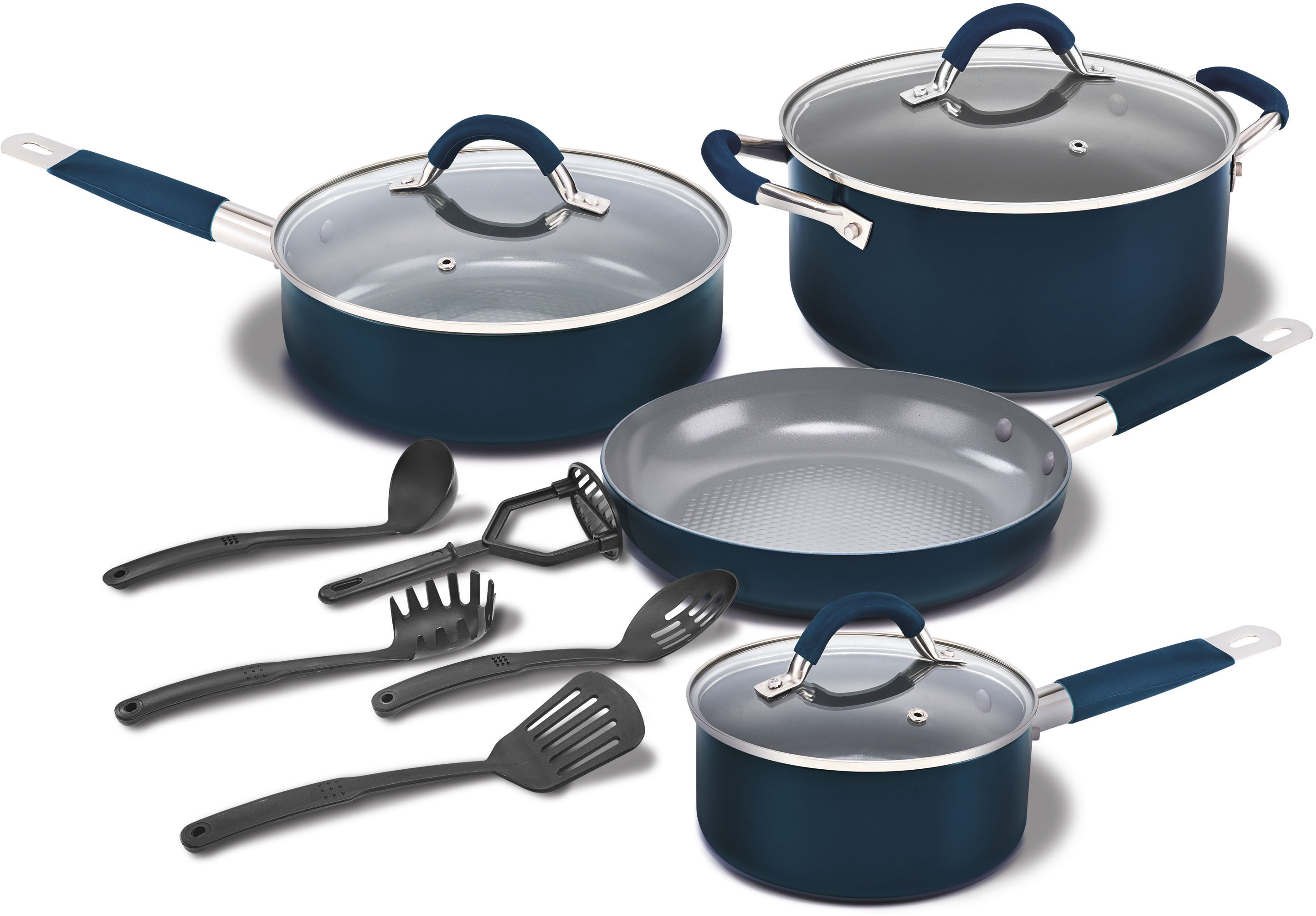 Image of Bella Pro Series - 12-Piece Cookware Set - Ink Blue