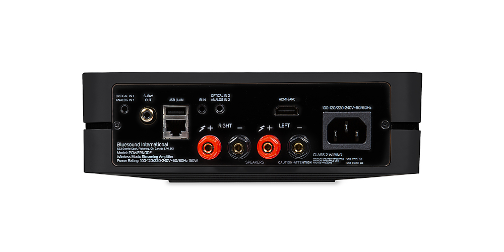 Back View: Bluesound - POWERNODE Wireless Multi-Room Hi-Res Music Streaming Amplifier - Black