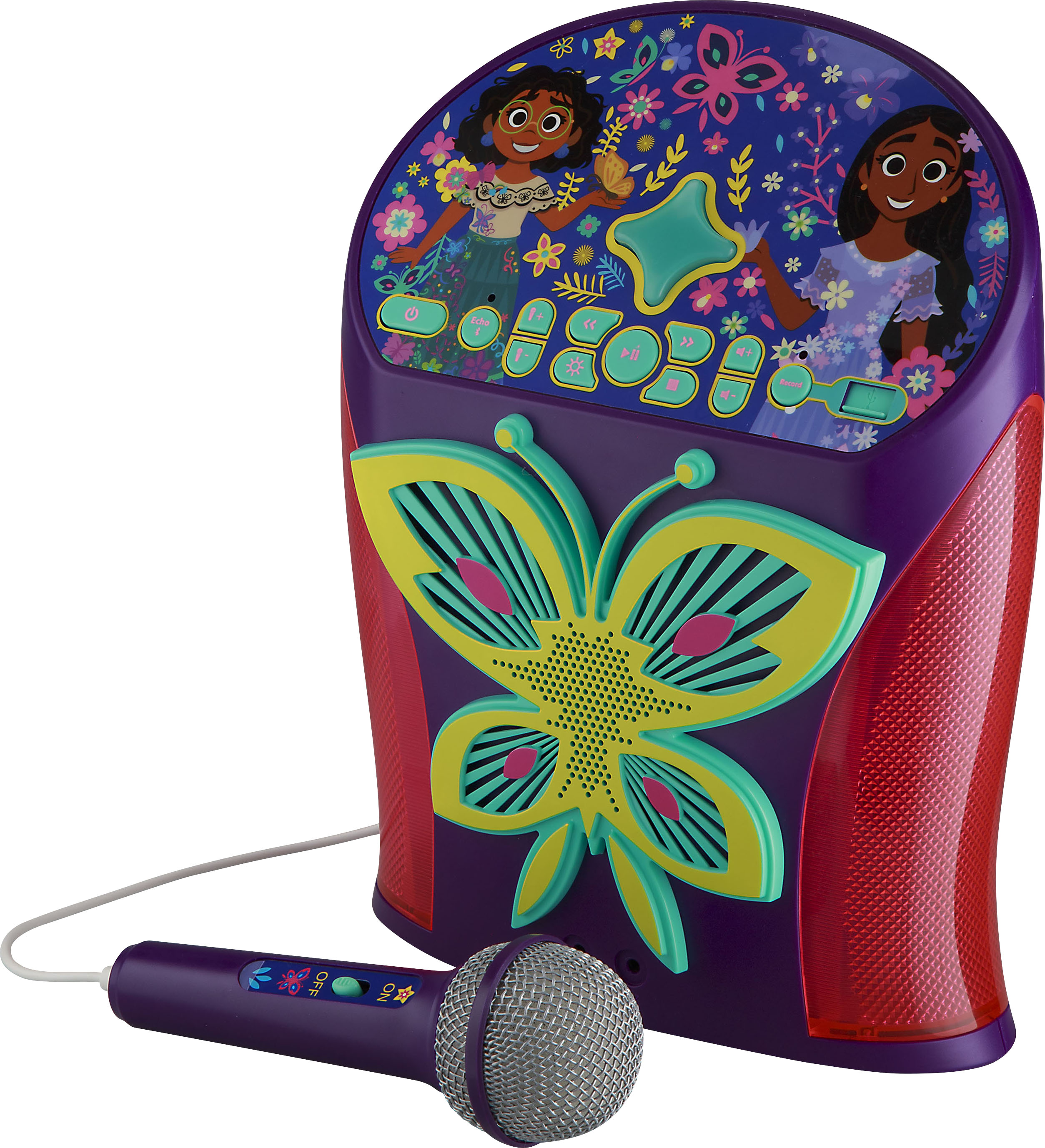 eKids Disney Encanto Karaoke Machine Bluetooth Speaker with Microphone for Kids Speaker with USB Port to Play Music Easily Access Disney Playlists with New EZ Link Feature 