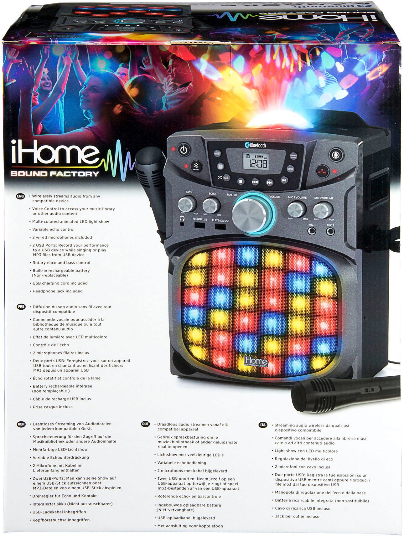 Alt View 14. iHome - Sound Factory Bluetooth Deluxe Karaoke - Black.