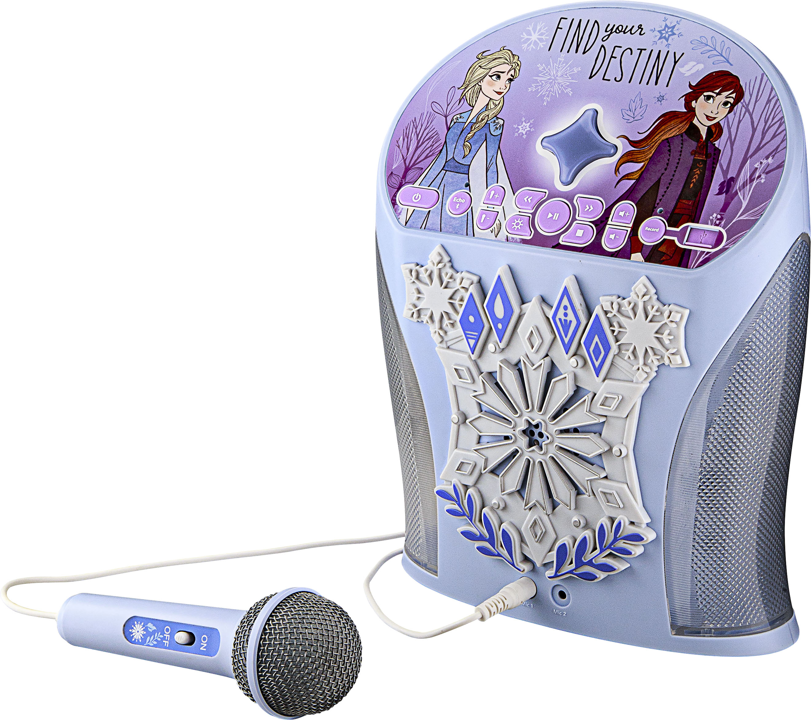 Left View: eKids - Disney Frozen Bluetooth Karaoke with EZ Link Technology - Light Blue