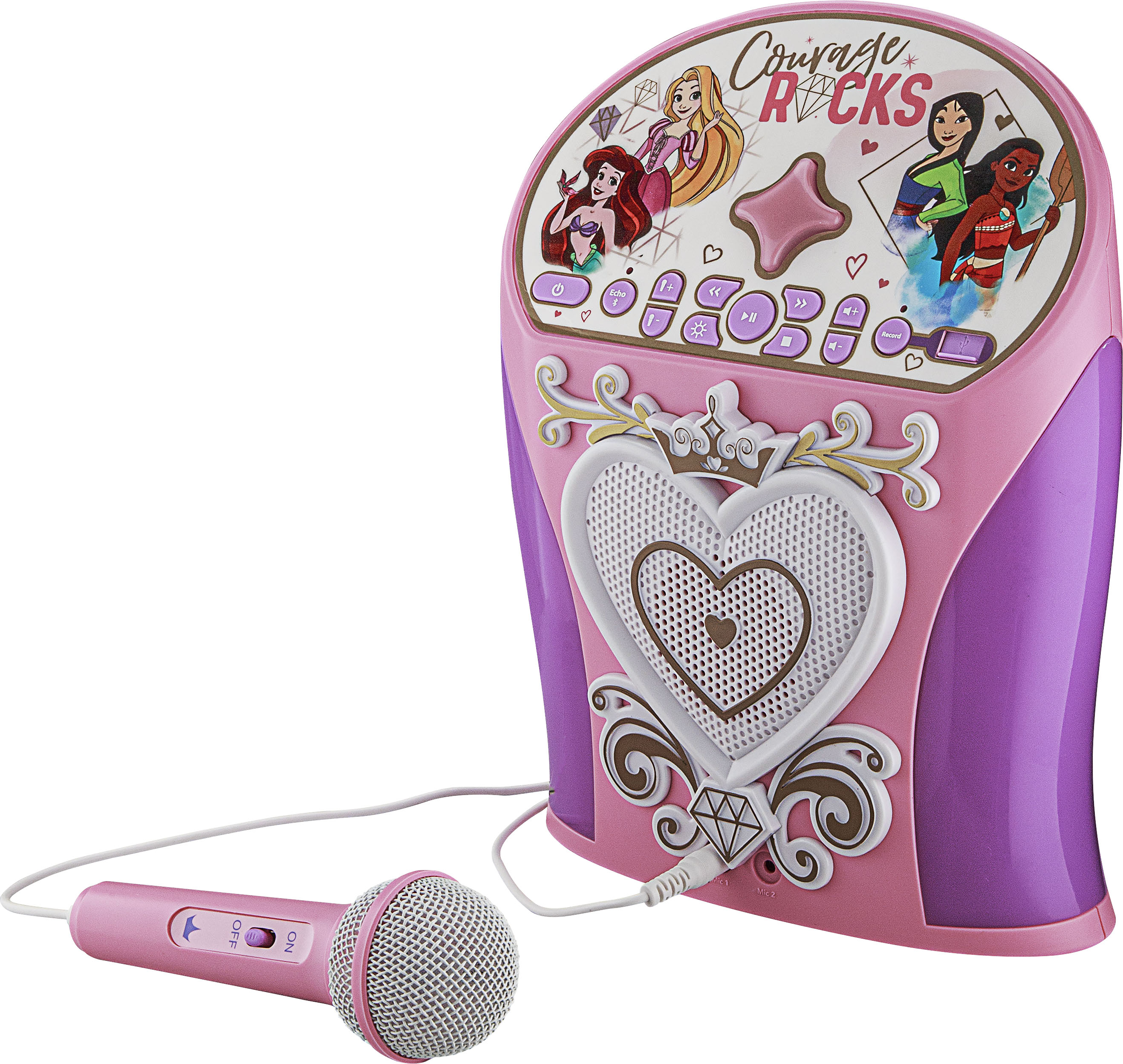 Left View: eKids - Disney Princess Bluetooth Karaoke with EZ Link Technology - Pink