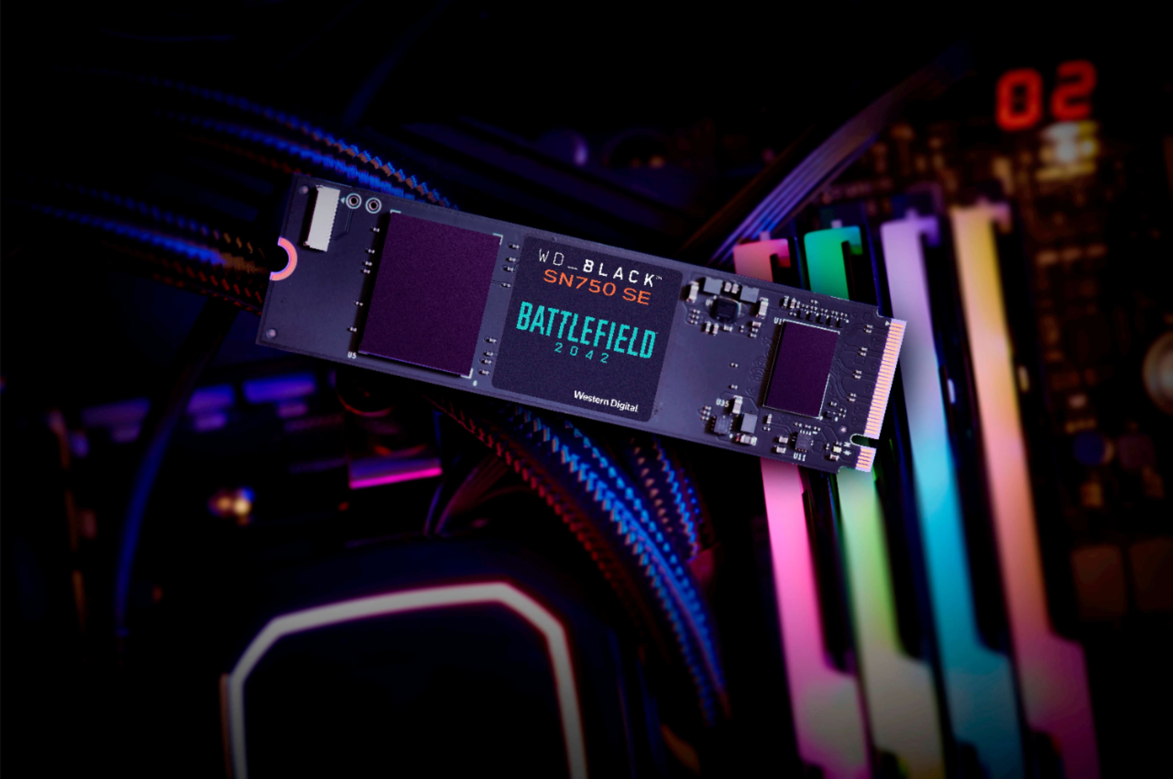 Alt View 13. WD - WD_BLACK SN750 SE 1TB PCIe Gen 4 x4 Internal Solid State Drive with Battlefield 2042 PC Game Code - Black.