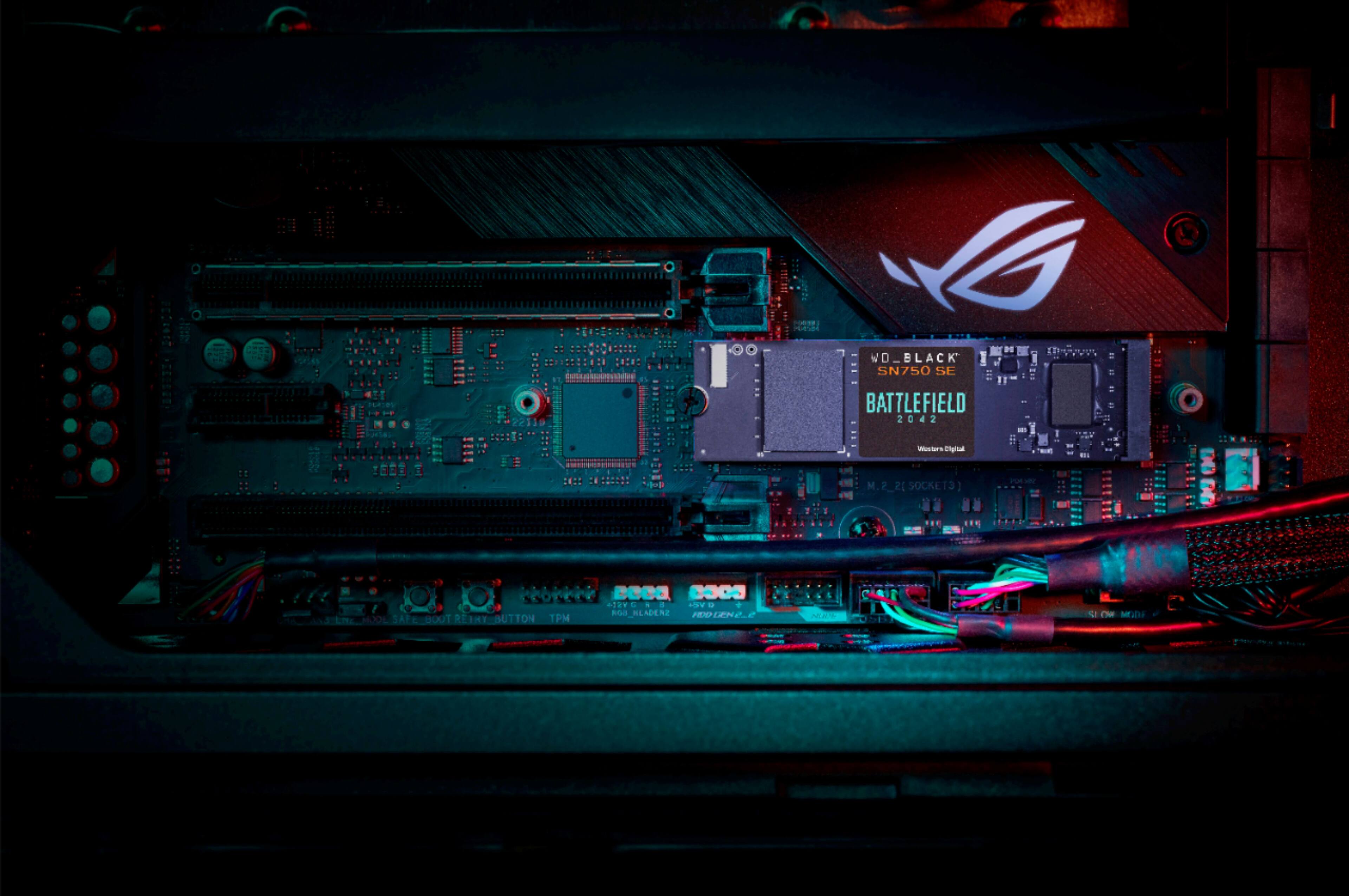 Alt View 17. WD - WD_BLACK SN750 SE 1TB PCIe Gen 4 x4 Internal Solid State Drive with Battlefield 2042 PC Game Code - Black.