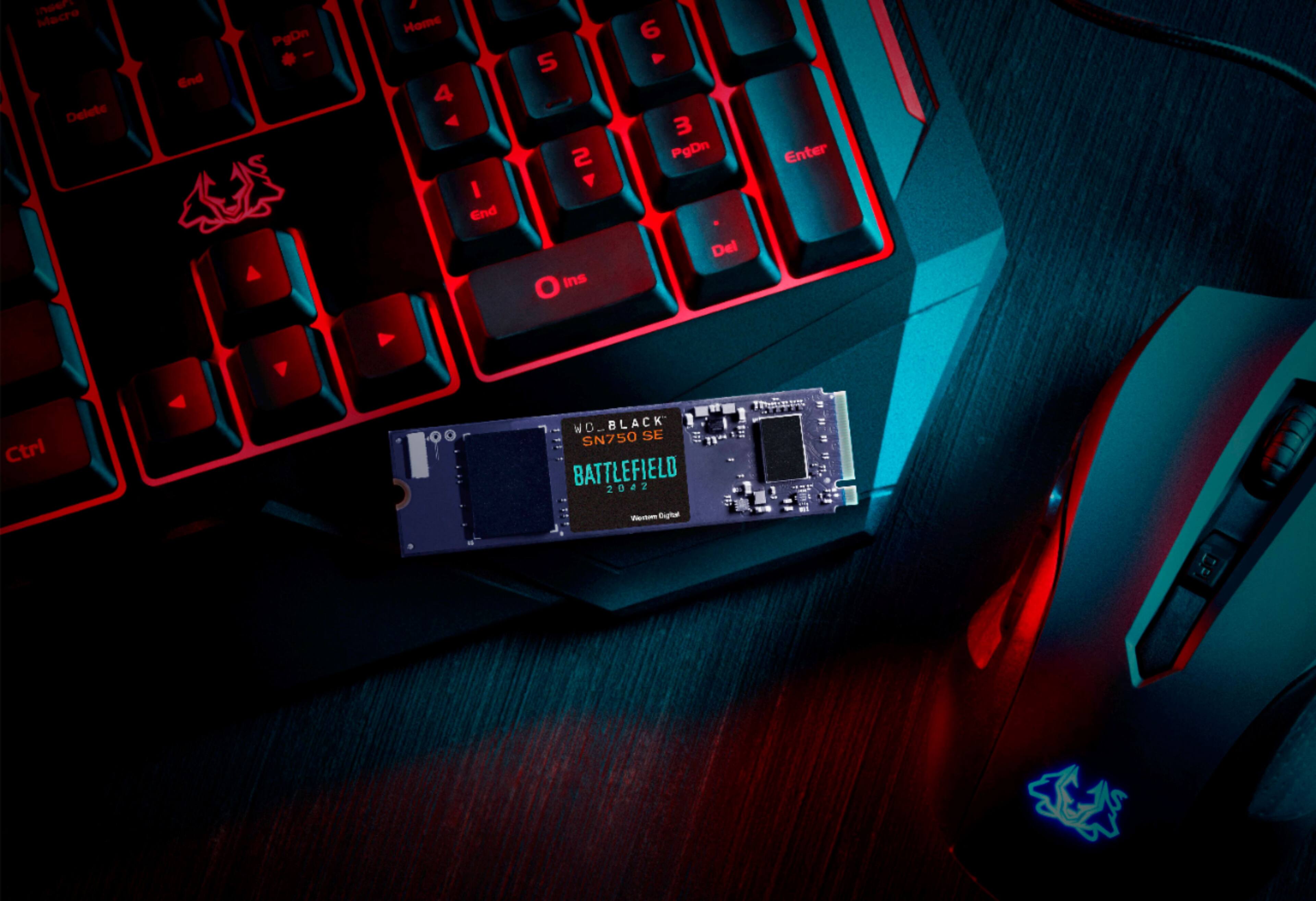 Alt View 18. WD - WD_BLACK SN750 SE 1TB PCIe Gen 4 x4 Internal Solid State Drive with Battlefield 2042 PC Game Code - Black.