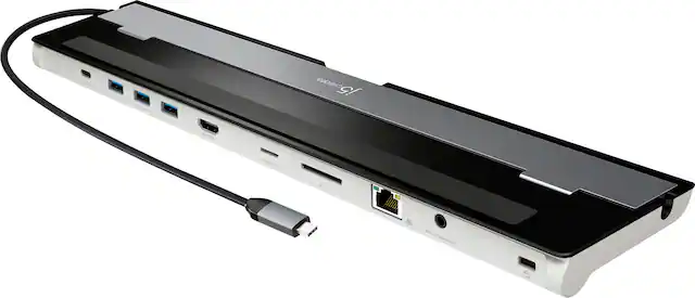 Front. j5create - USB-C 4K HDMI Docking Station with Power Delivery - Grey/ Black.