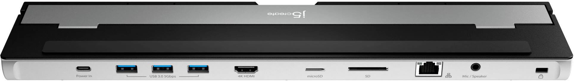 Alt View 13. j5create - USB-C 4K HDMI Docking Station with Power Delivery - Grey/ Black.
