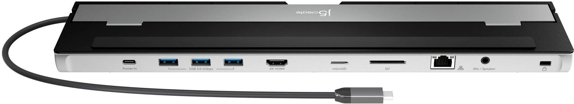 Alt View 17. j5create - USB-C 4K HDMI Docking Station with Power Delivery - Grey/ Black.