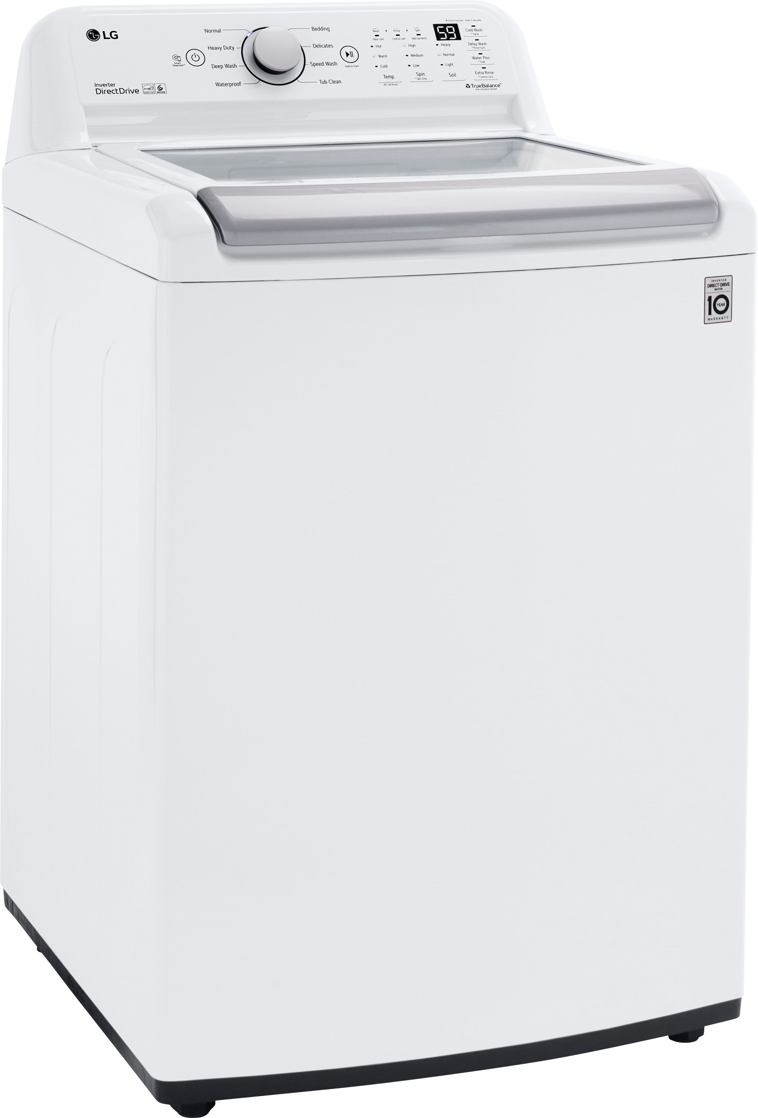 Alt View 2. LG - 5.0 Cu. Ft. High-Efficiency Top Load Washer with 6Motion Technology - White.