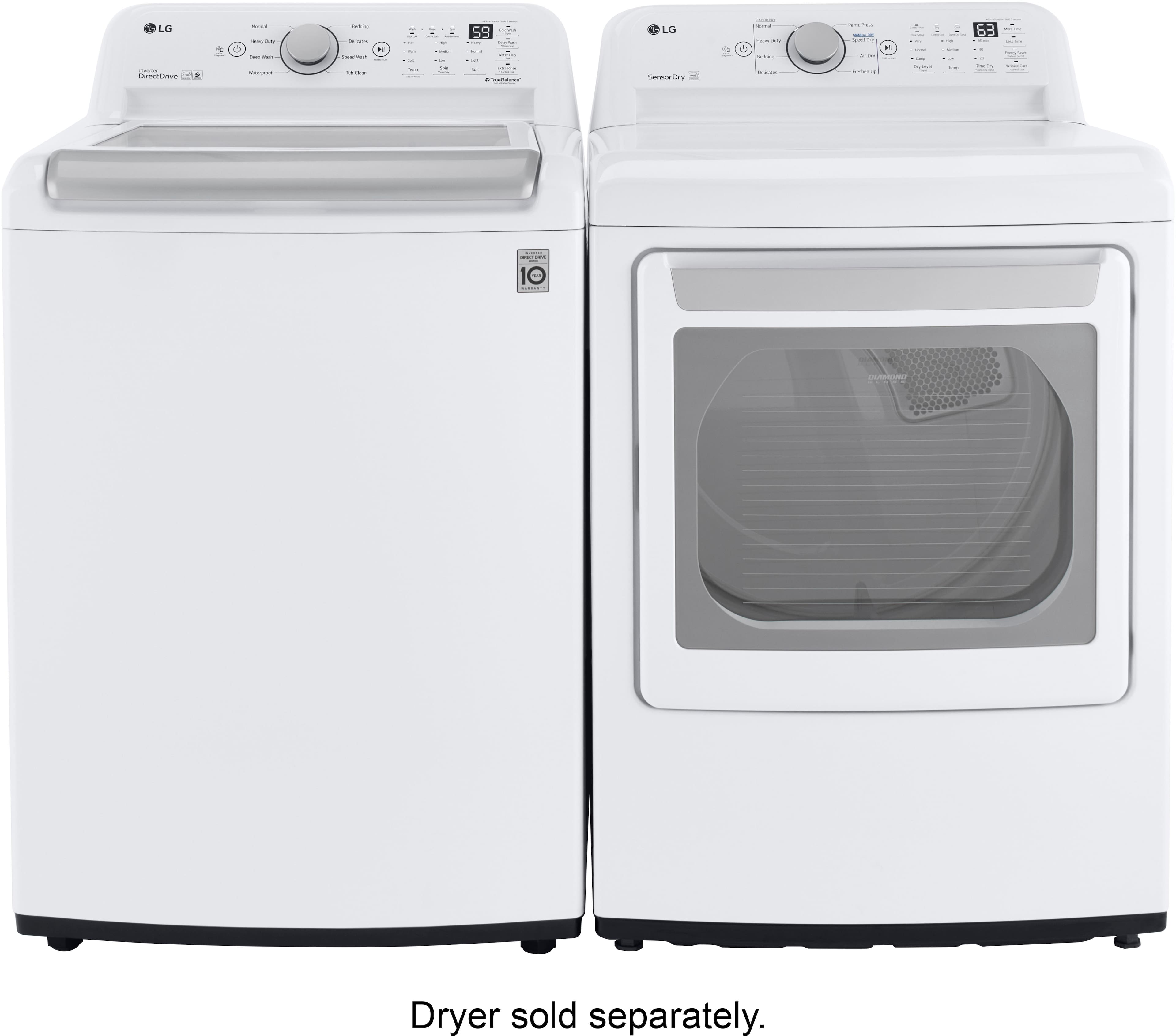 Alt View 17. LG - 5.0 Cu. Ft. High-Efficiency Top Load Washer with 6Motion Technology - White.