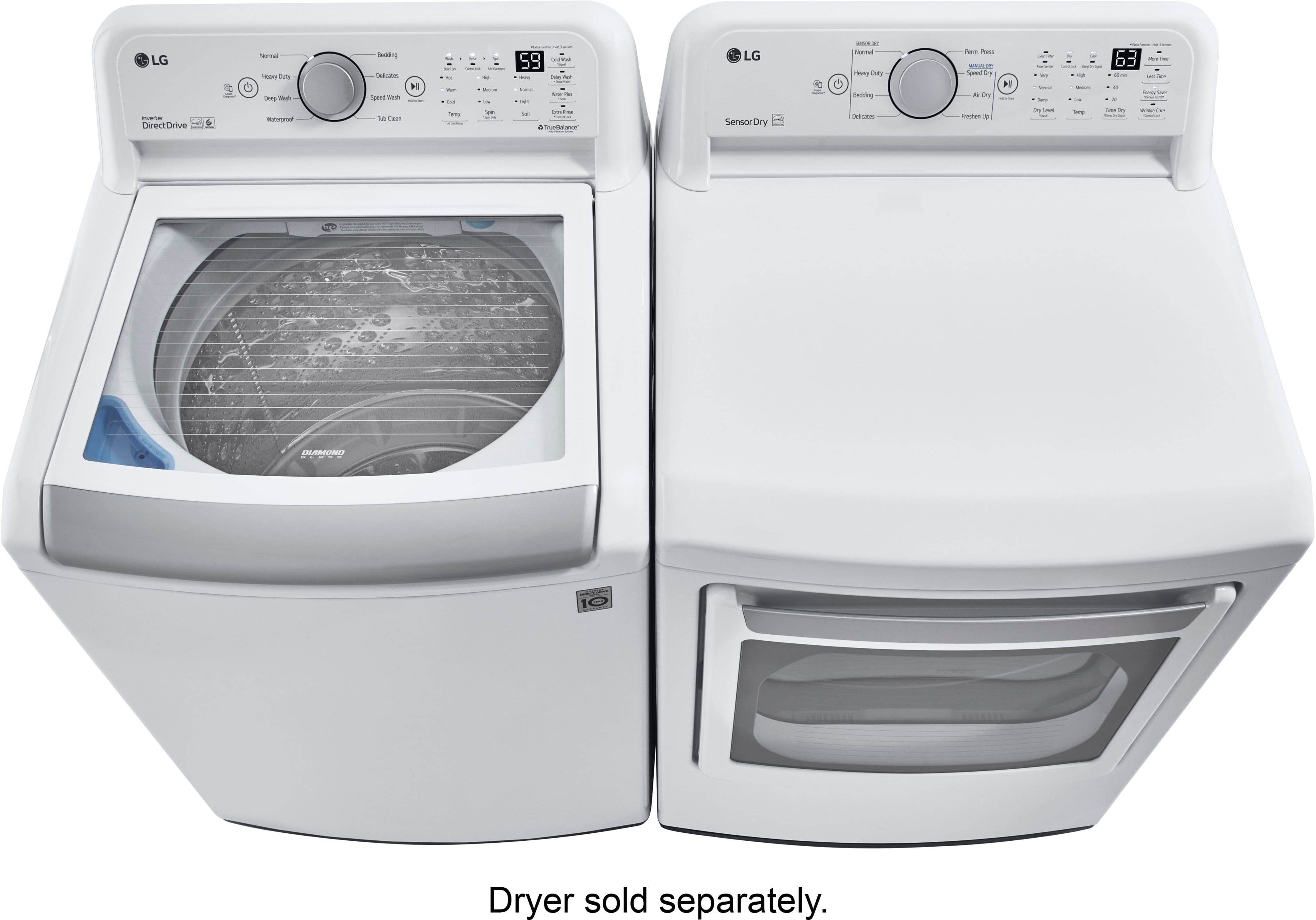 Alt View 18. LG - 5.0 Cu. Ft. High-Efficiency Top Load Washer with 6Motion Technology - White.