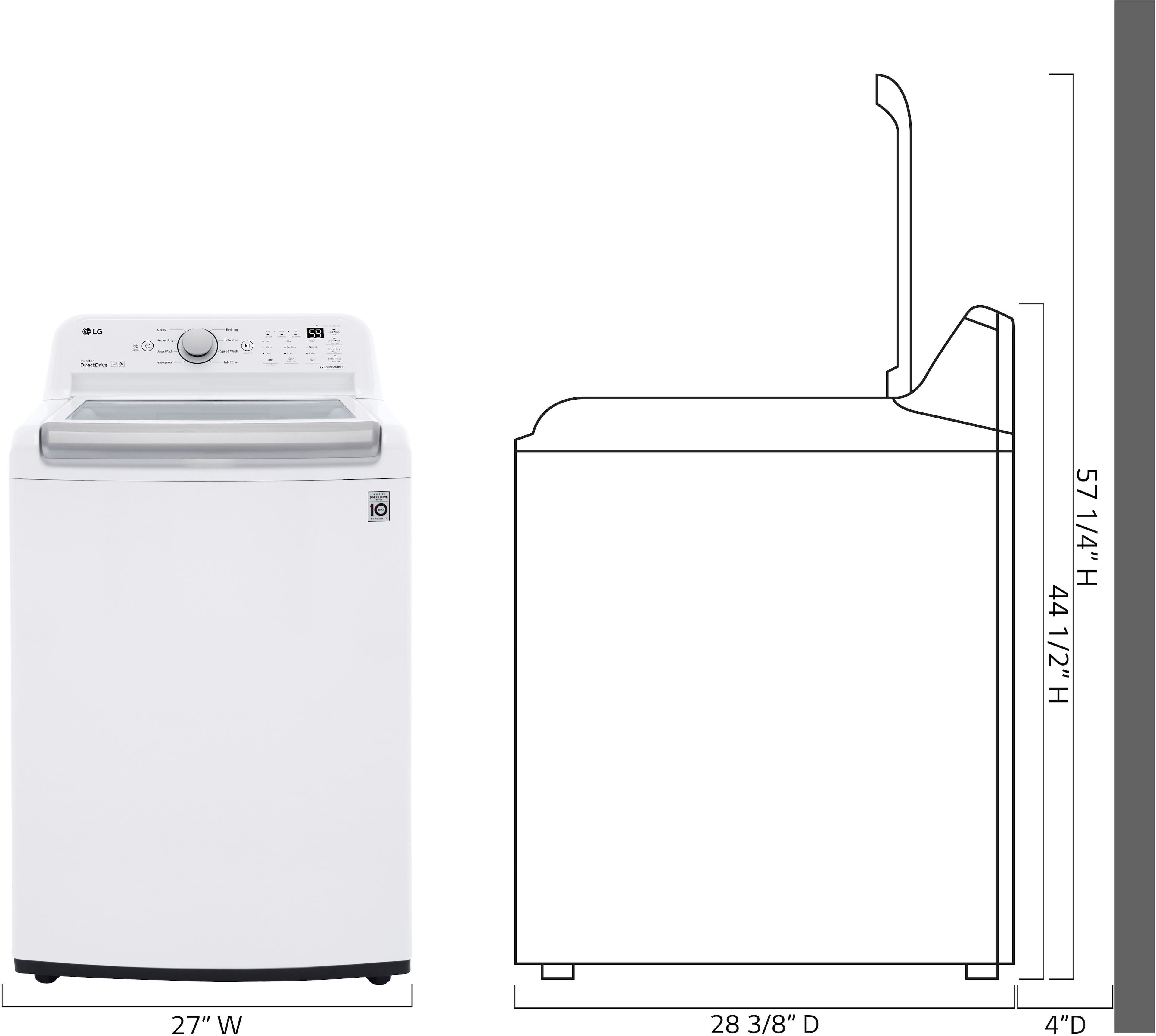 Left View: LG - 5.0 Cu. Ft. High-Efficiency Top Load Washer with 6Motion Technology - White