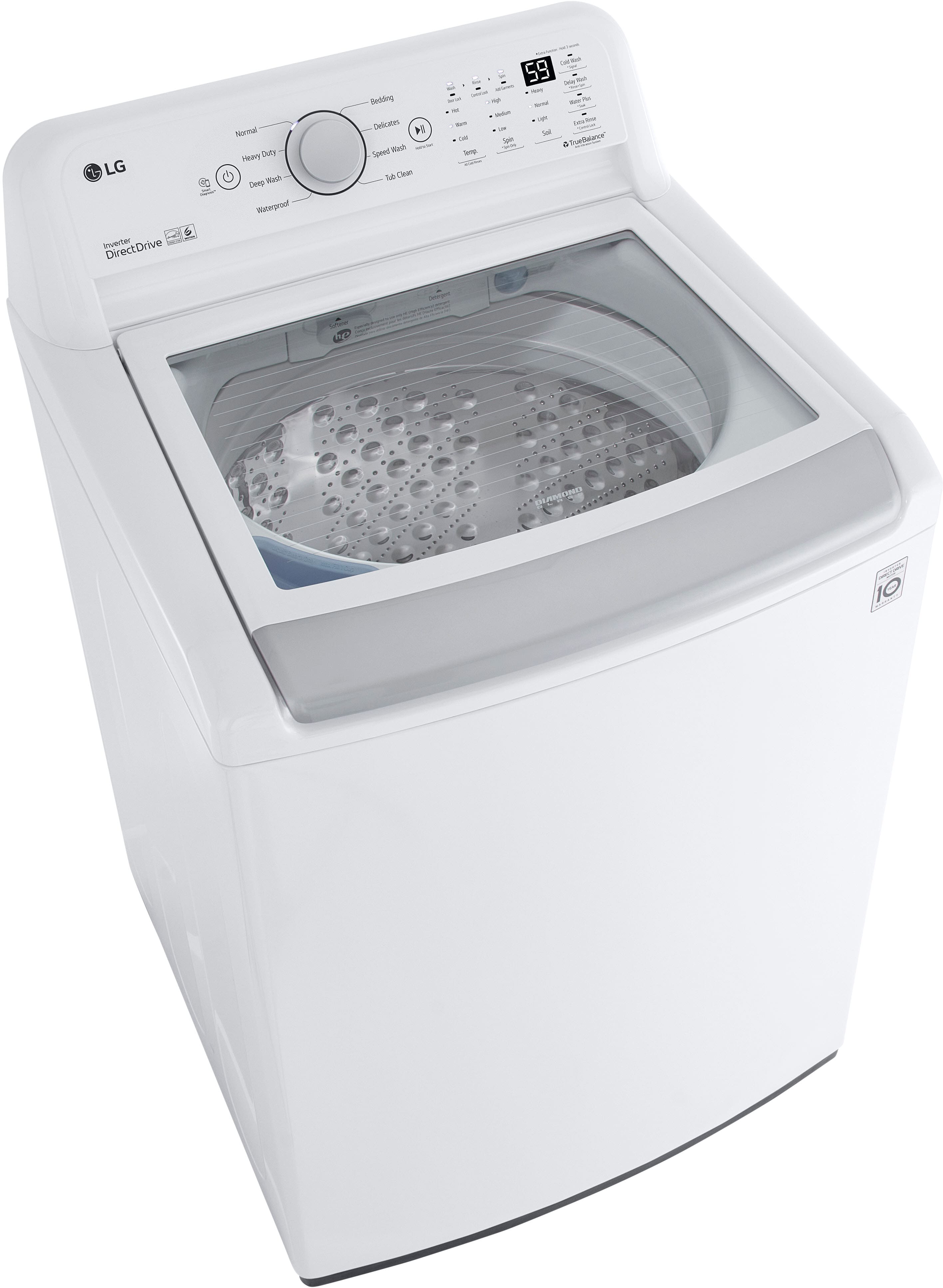 Alt View 11. LG - 5.0 Cu. Ft. High-Efficiency Top Load Washer with 6Motion Technology - White.