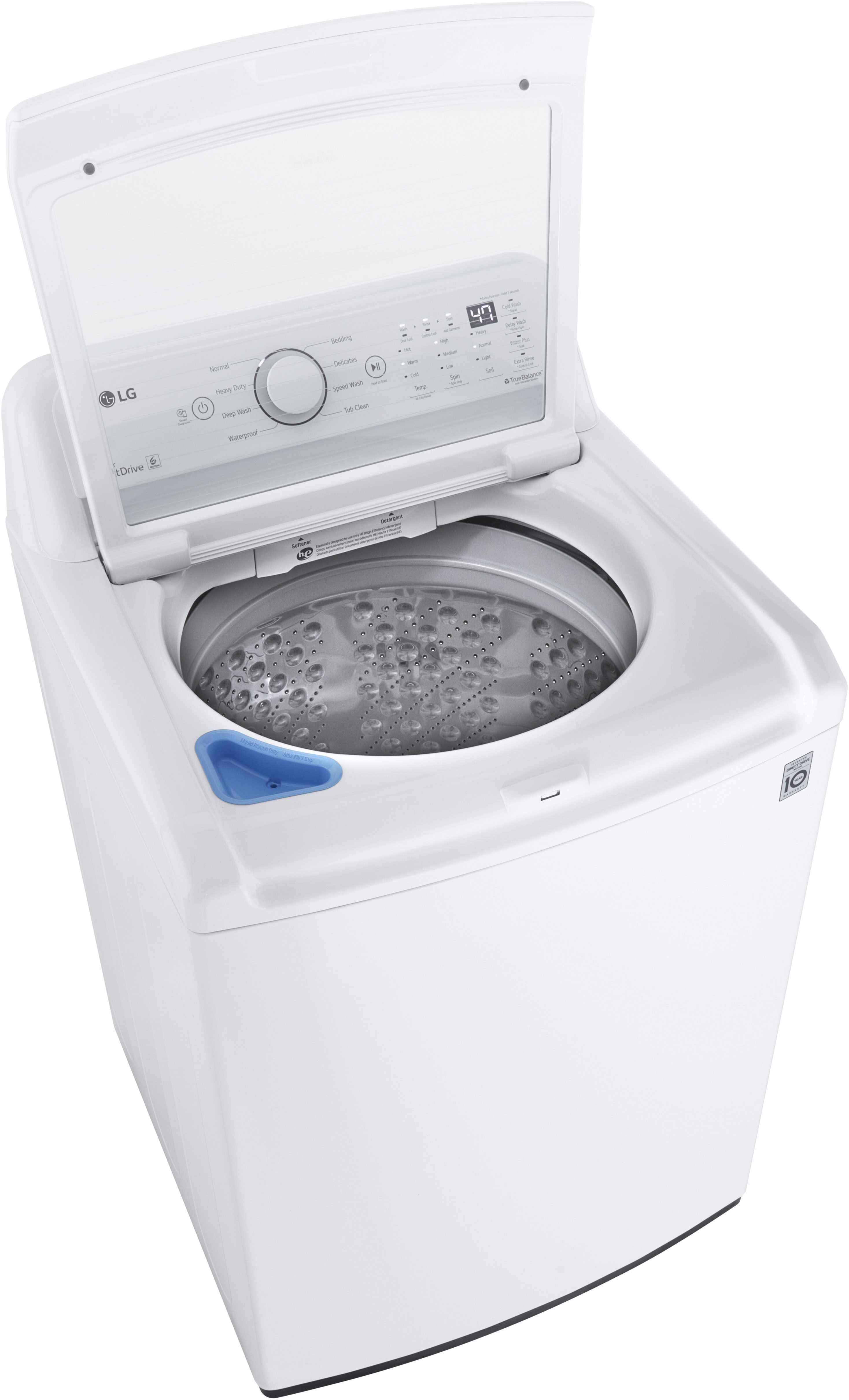 Left View: LG - 4.5 Cu. Ft. Smart Top Load Washer with Vibration Reduction and TurboDrum Technology - White