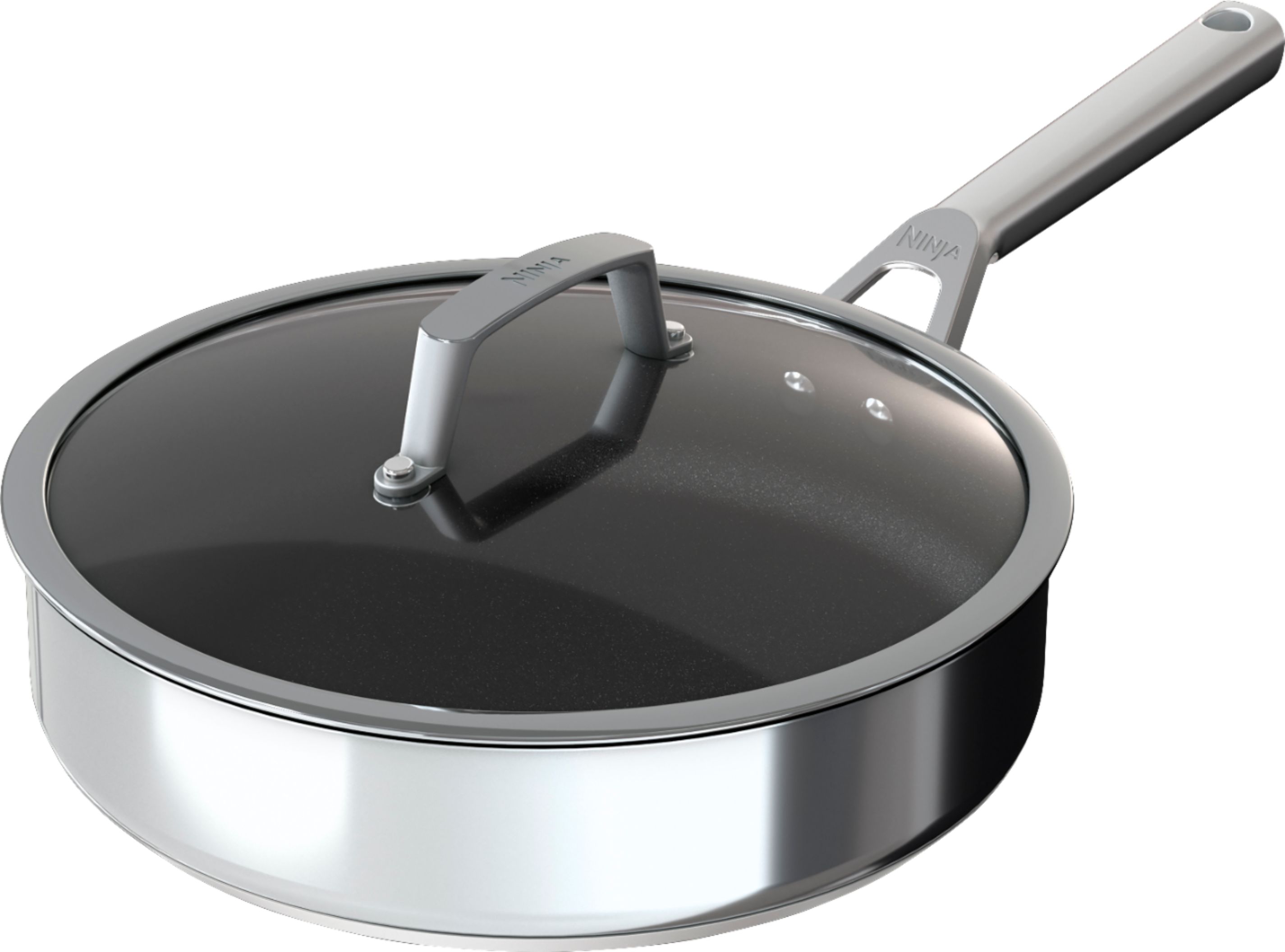 Ninja Foodi NeverStick Stainless 3-Quart Saute Pan with Glass Lid