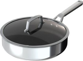 Ninja - NeverStick Stainless 3-Quart Sauté Pan with Glass Lid - Stainless Steel - Angle_Zoom