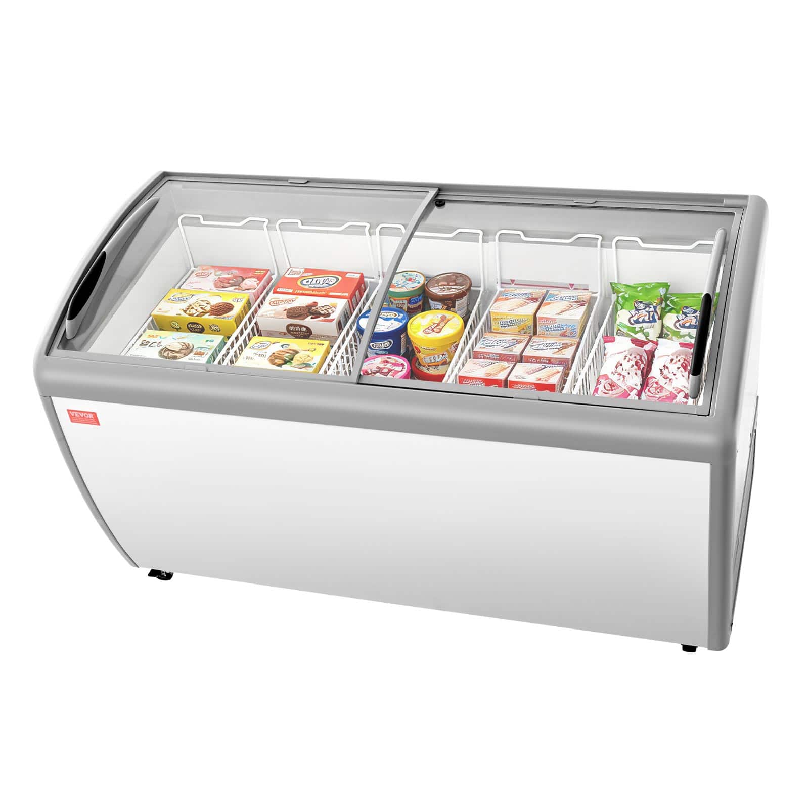VEVOR - Commercial Ice Cream Display Case, 16.3 Cu.ft Chest Freezer, -19 to 3℉ Temp Adjustable Mobile Top Deep Freezer - White