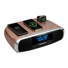 Front. Studebaker - Workstation Hi-Fi CD Clock Radio and Wireless Charging Station - Rose Gold.