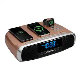 Studebaker - Workstation Hi-Fi CD Clock Radio and Wireless Charging Station - Rose Gold