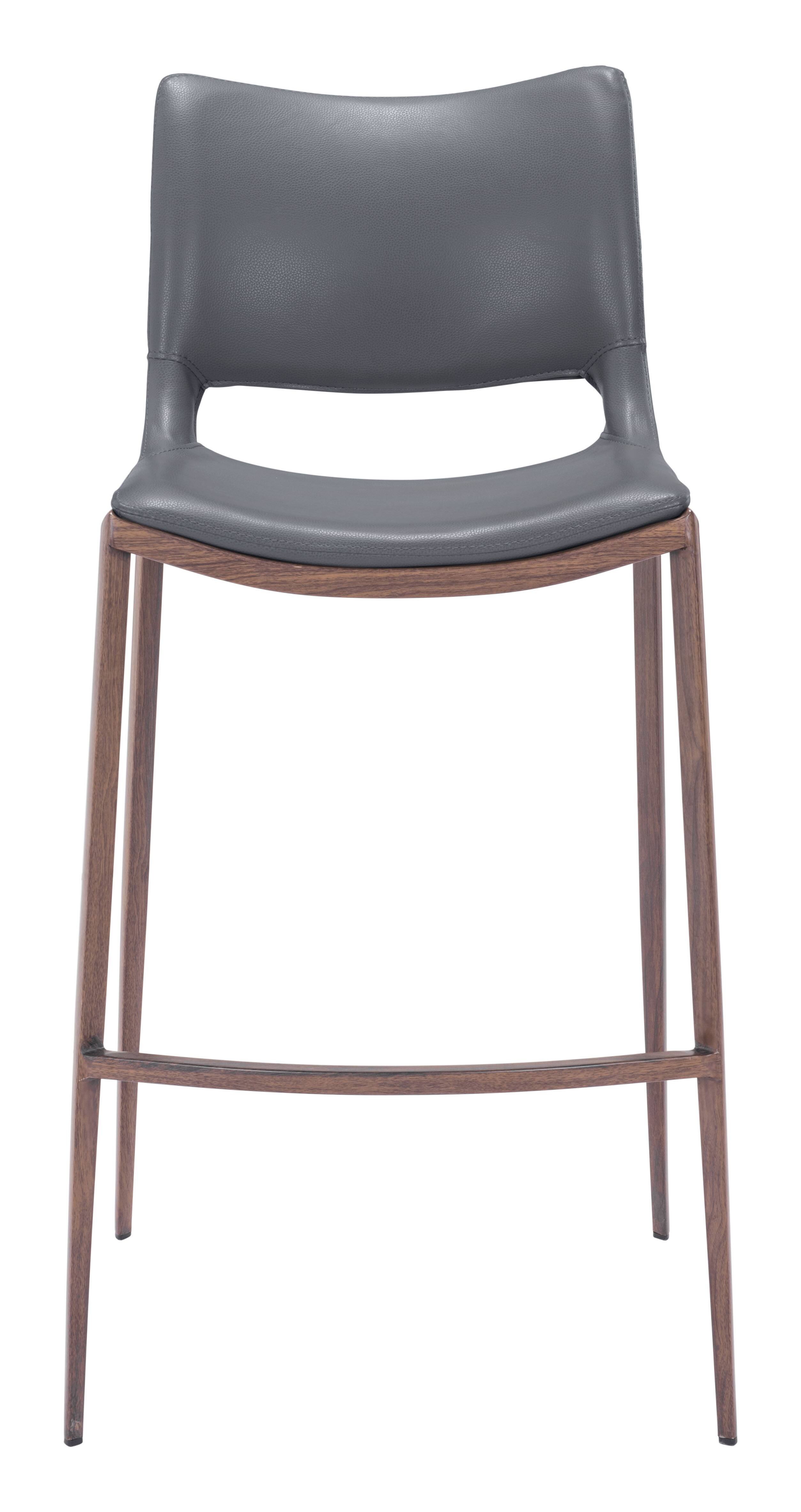Alt View 1. Hivvago - Ace Barstool (Set of 2) Dark Gray & Walnut - Dark Gray & Walnut.