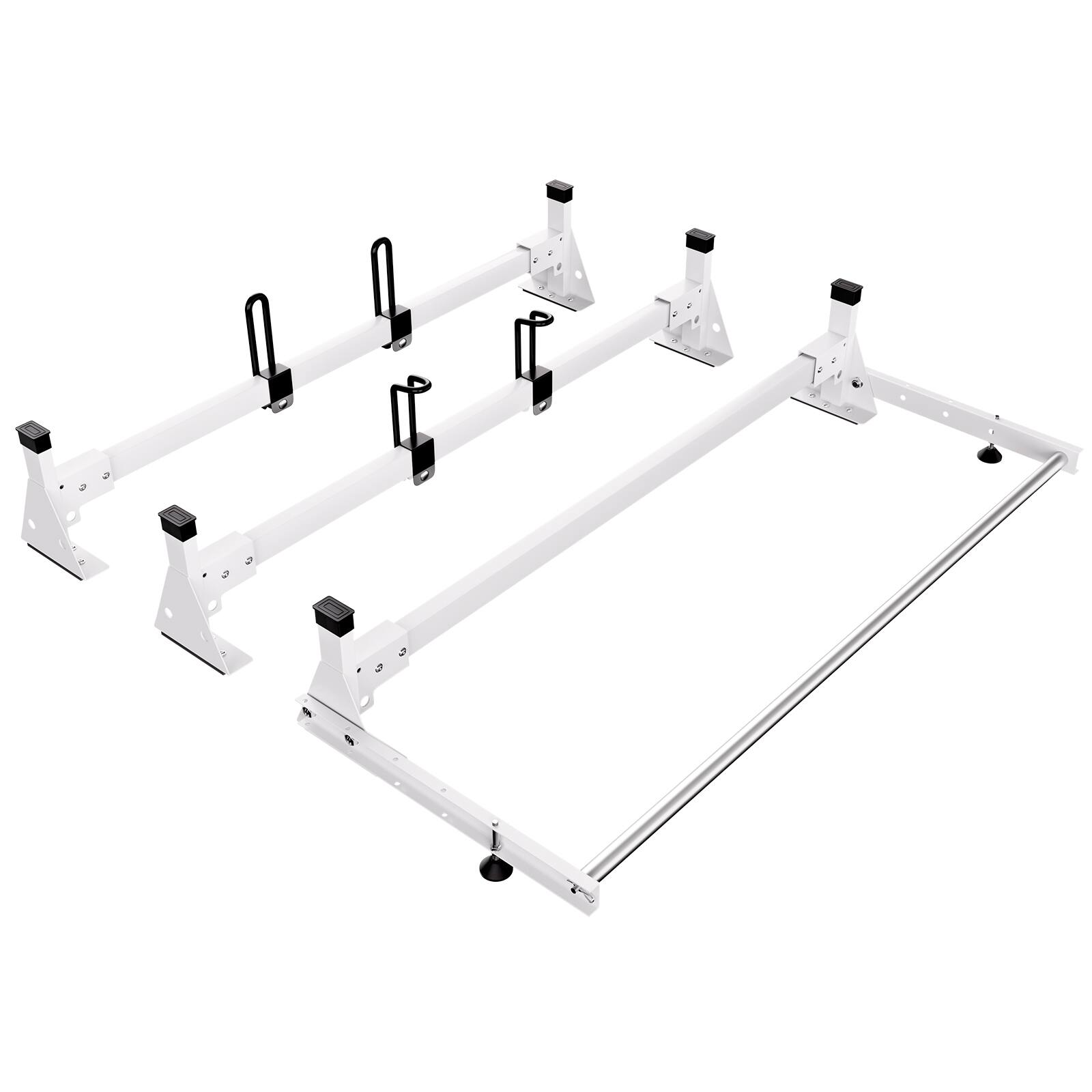 Alt View 5. VEVOR - Trailer Ladder Rack, 54" 3 Crossbars Ladder Roof Rack, Heavy-duty Steel Van Roof Rack, 800 lbs Capacity Van Ladder Rack - White.